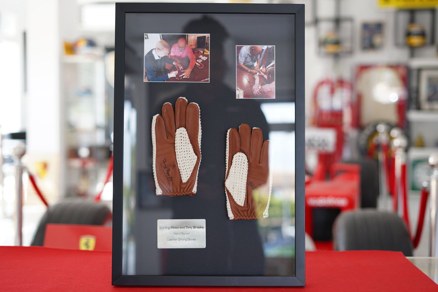 Stirling Moss & Tony Brooks Hand-Signed Leather Driving Gloves