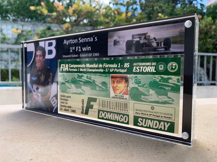 1985 Estoril Grand Prix Ticket – Ayrton Senna’s First Formula 1 Victory | Original Race-Day Admission
