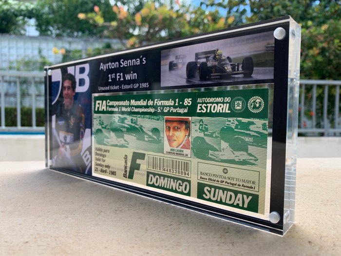 1985 Estoril Grand Prix Ticket – Ayrton Senna’s First Formula 1 Victory | Original Race-Day Admission