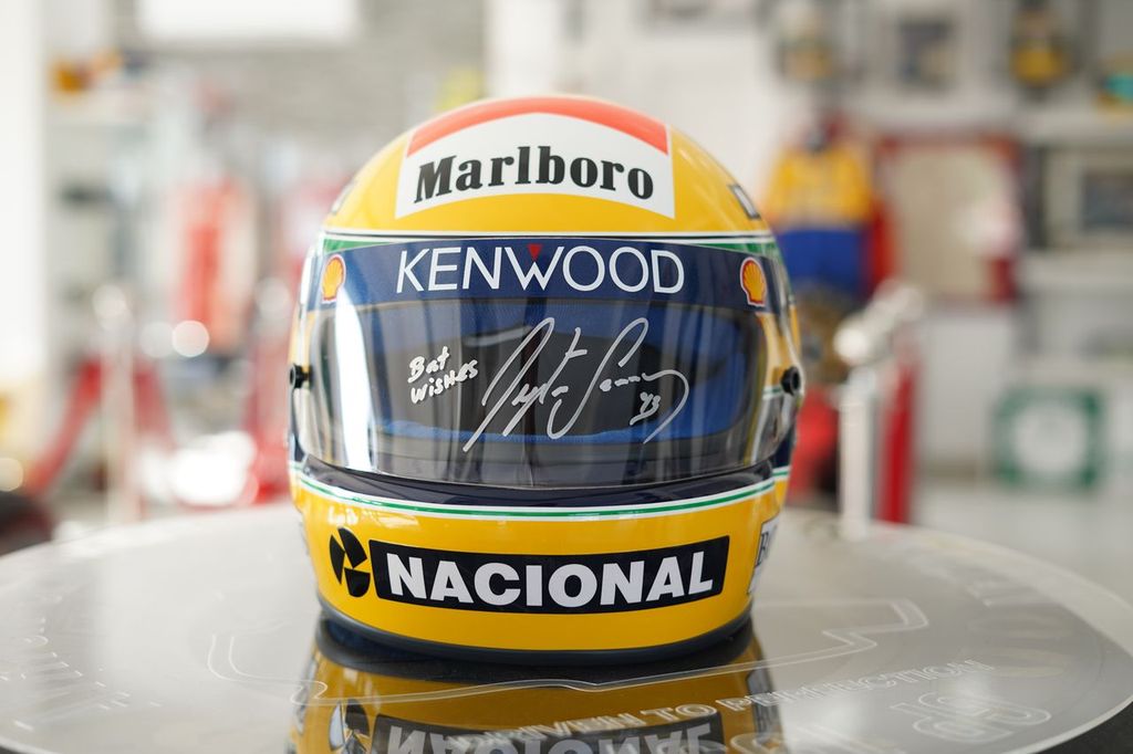 AYRTON SENNA — GENUINE 1993 HELMET VISOR, HAND-SIGNED AND DATED