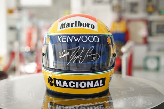 AYRTON SENNA — GENUINE 1993 HELMET VISOR, HAND-SIGNED AND DATED