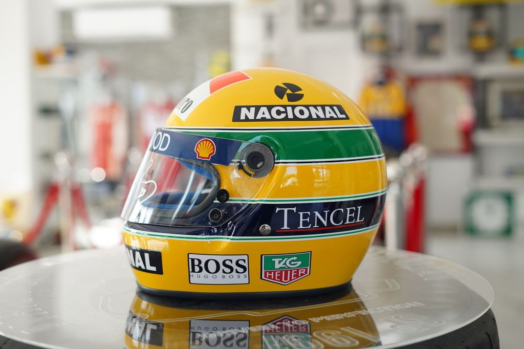 AYRTON SENNA — GENUINE 1993 HELMET VISOR, HAND-SIGNED AND DATED