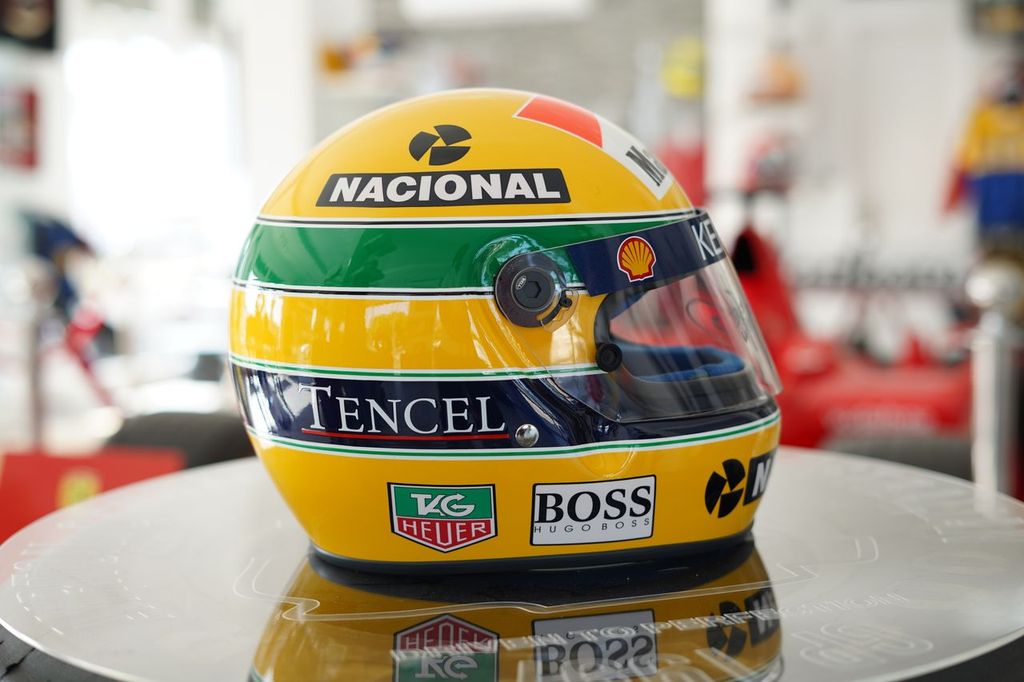 AYRTON SENNA — GENUINE 1993 HELMET VISOR, HAND-SIGNED AND DATED