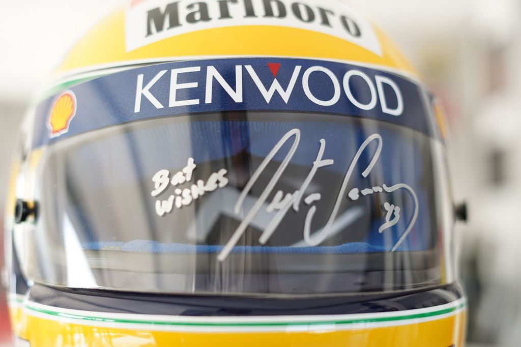 AYRTON SENNA — GENUINE 1993 HELMET VISOR, HAND-SIGNED AND DATED