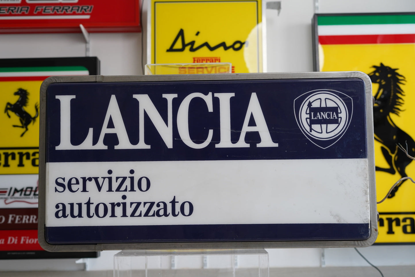 Authentic mid-1990s Lancia illuminated dealership sign