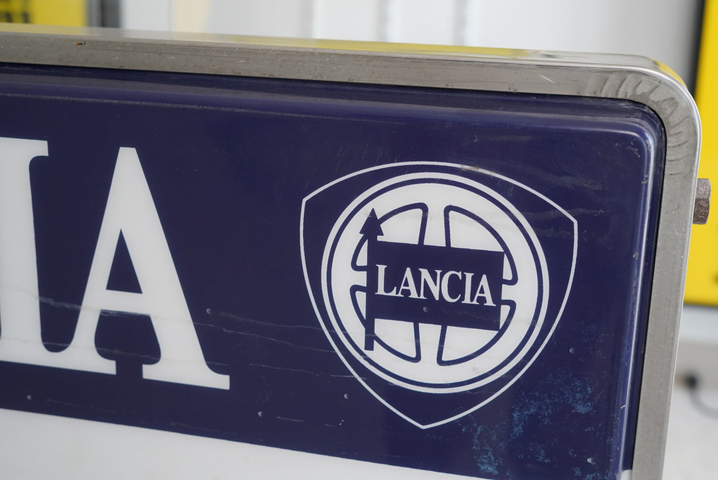 Authentic mid-1990s Lancia illuminated dealership sign