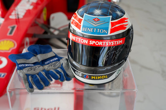 1994 Michael Schumacher Silverstone Grand Prix Race Used Helmet and Gloves