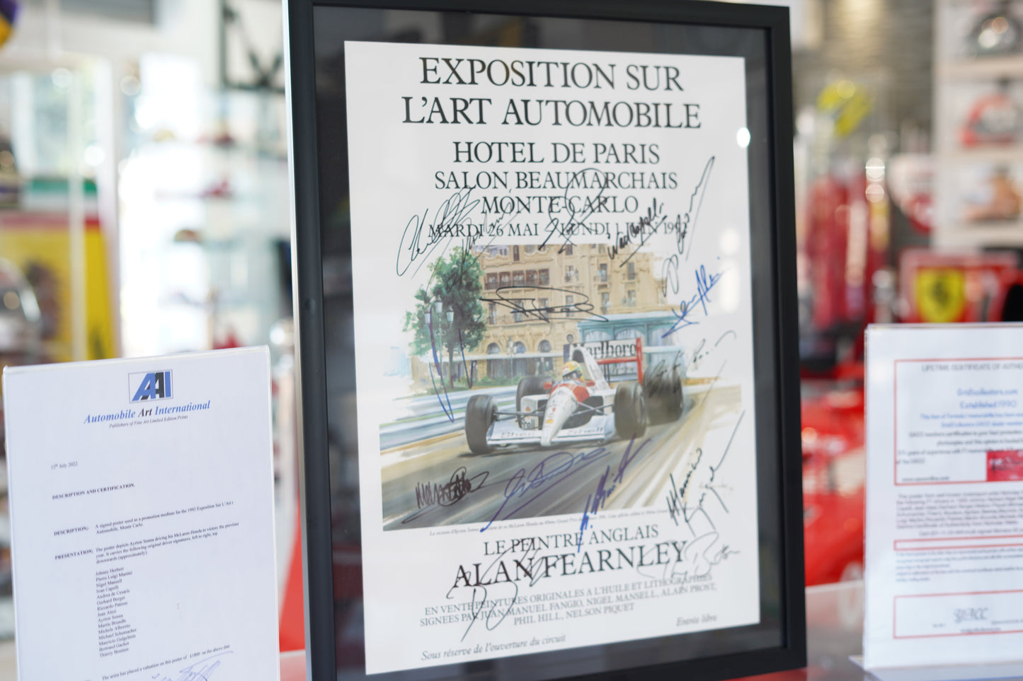 Exposition sur l’Art Automobile, Monte-Carlo, 1992 signed by Ayrton Senna
