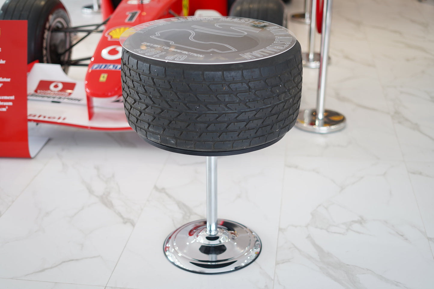 1991 Ayrton Senna MP4/6 front tire table signed