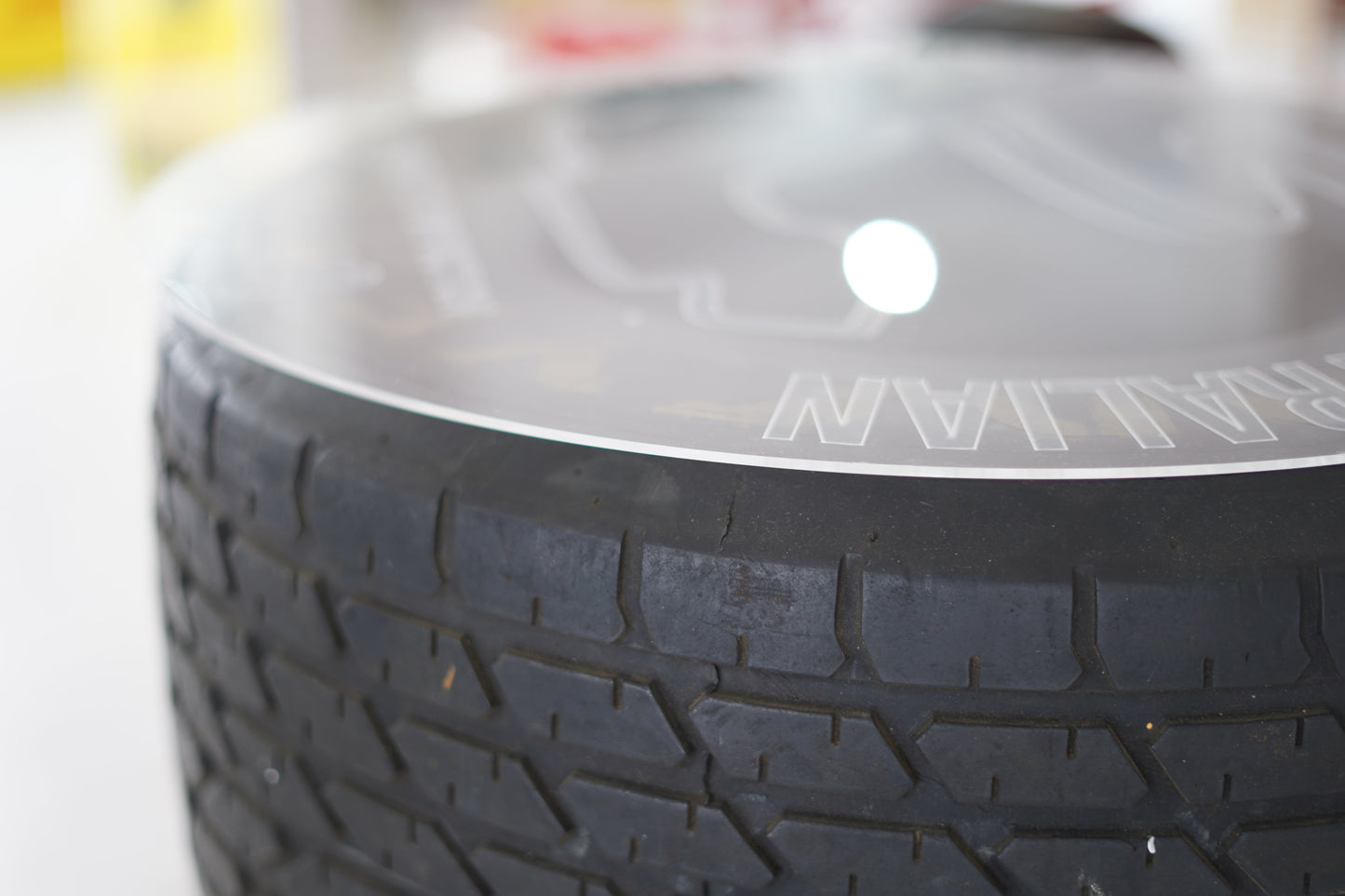 1991 Ayrton Senna MP4/6 front tire table signed