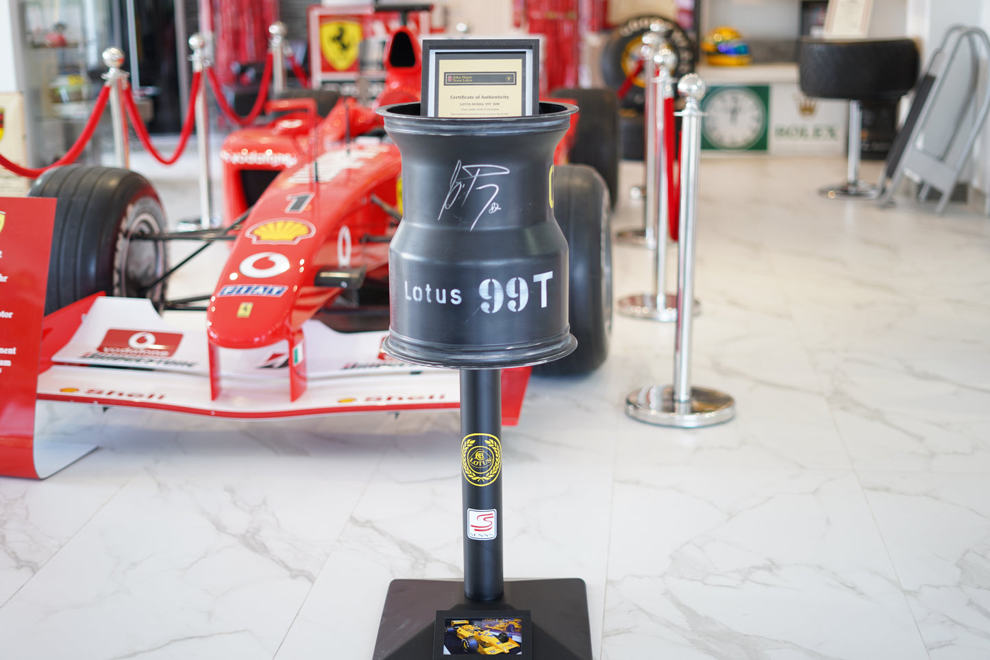 1987 Ayrton Senna Lotus 99T O.Z. rear rim sculpture signed and dated