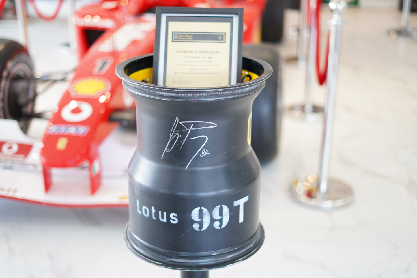 1987 Ayrton Senna Lotus 99T O.Z. rear rim sculpture signed and dated