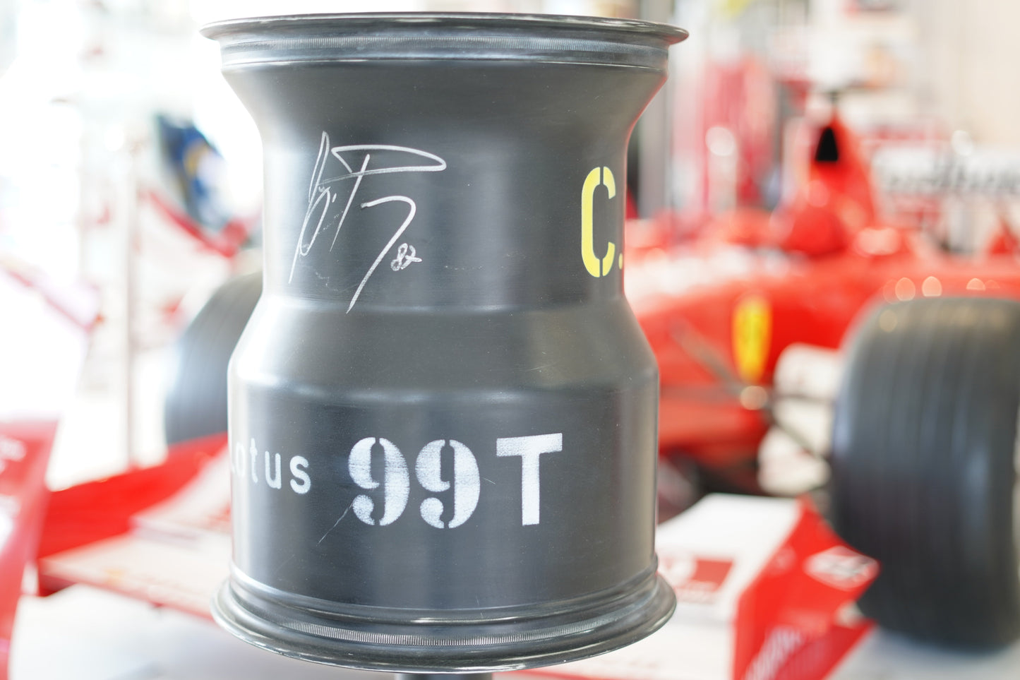 1987 Ayrton Senna Lotus 99T O.Z. rear rim sculpture signed and dated