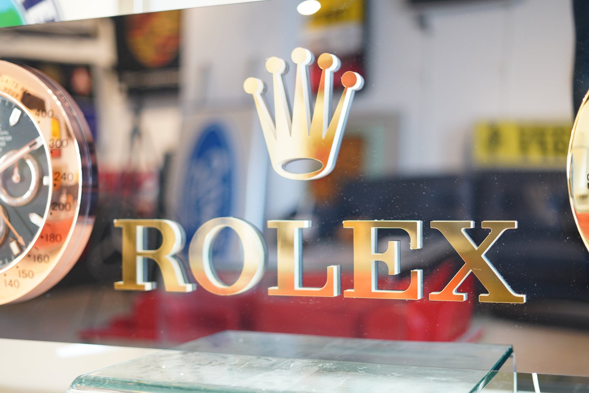 Rolex 2-Clock Reflective Illuminated Sign - Formula 1 Memorabilia