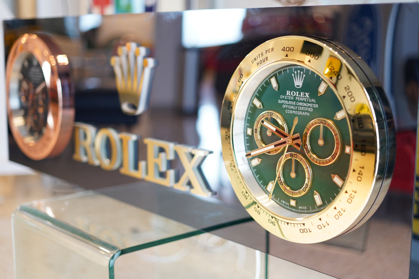 Rolex 2-Clock Reflective Illuminated Sign - Formula 1 Memorabilia
