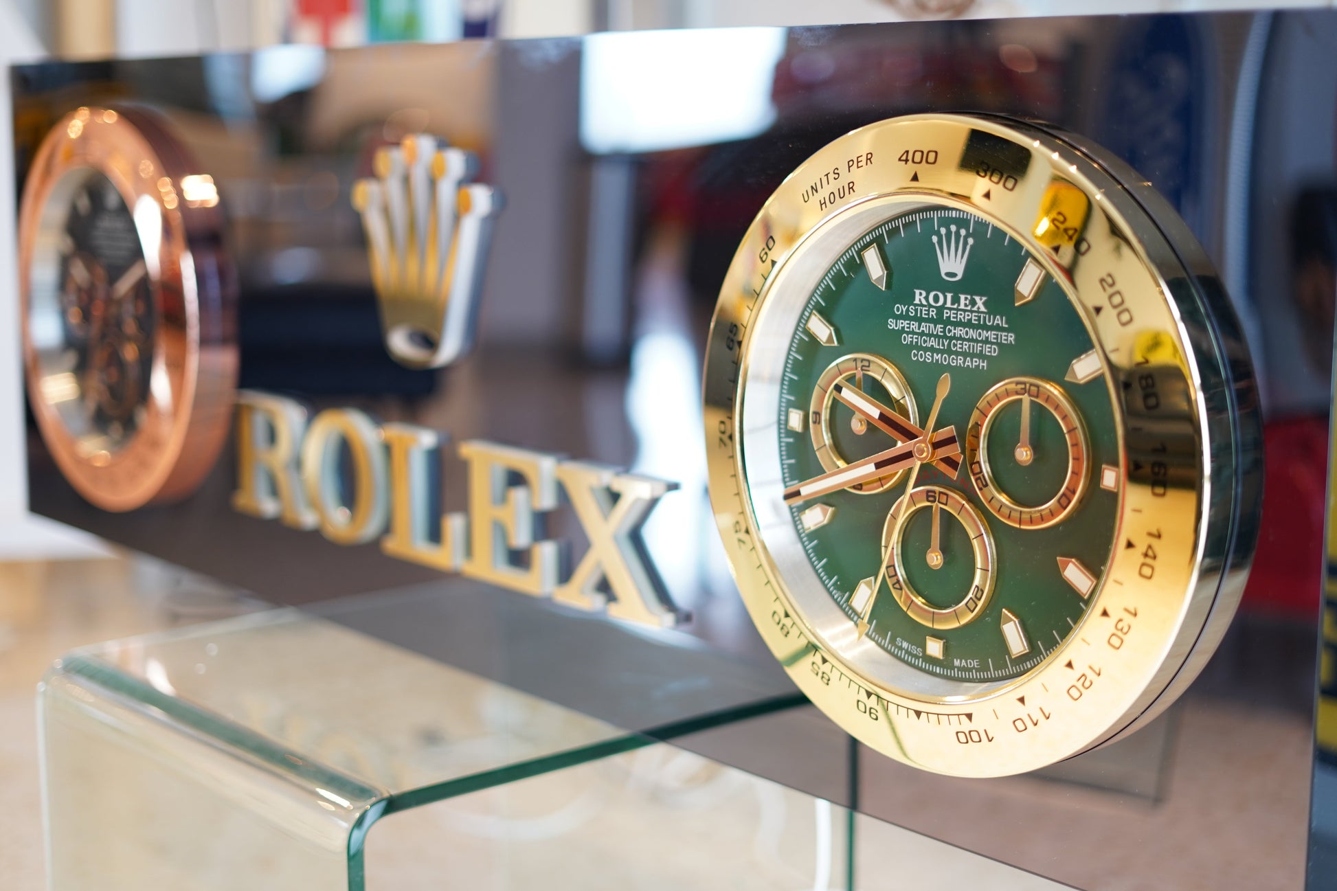 Rolex 2-Clock Reflective Illuminated Sign - Formula 1 Memorabilia