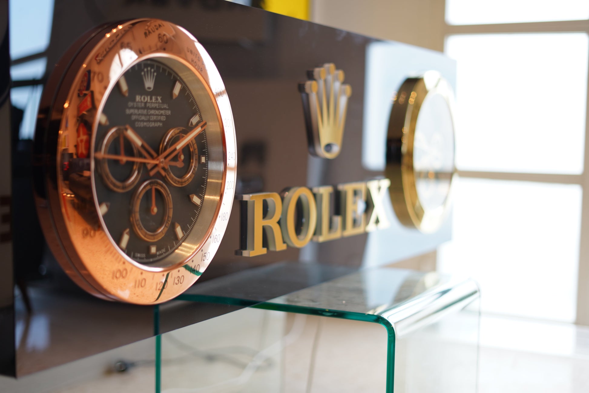 Rolex 2-Clock Reflective Illuminated Sign - Formula 1 Memorabilia