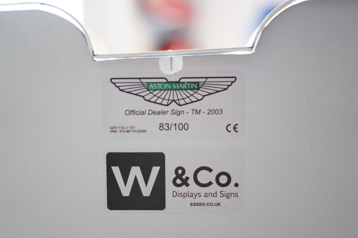 2003 Aston Martin Official dealer illuminated wing sign