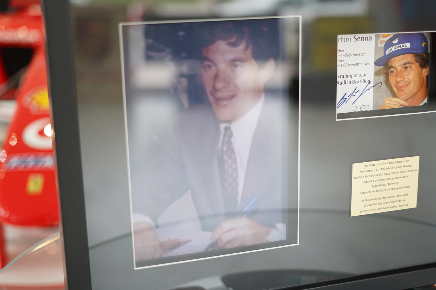 1993 Ayrton Senna Audi Brazil Conference Card – Hand Signed