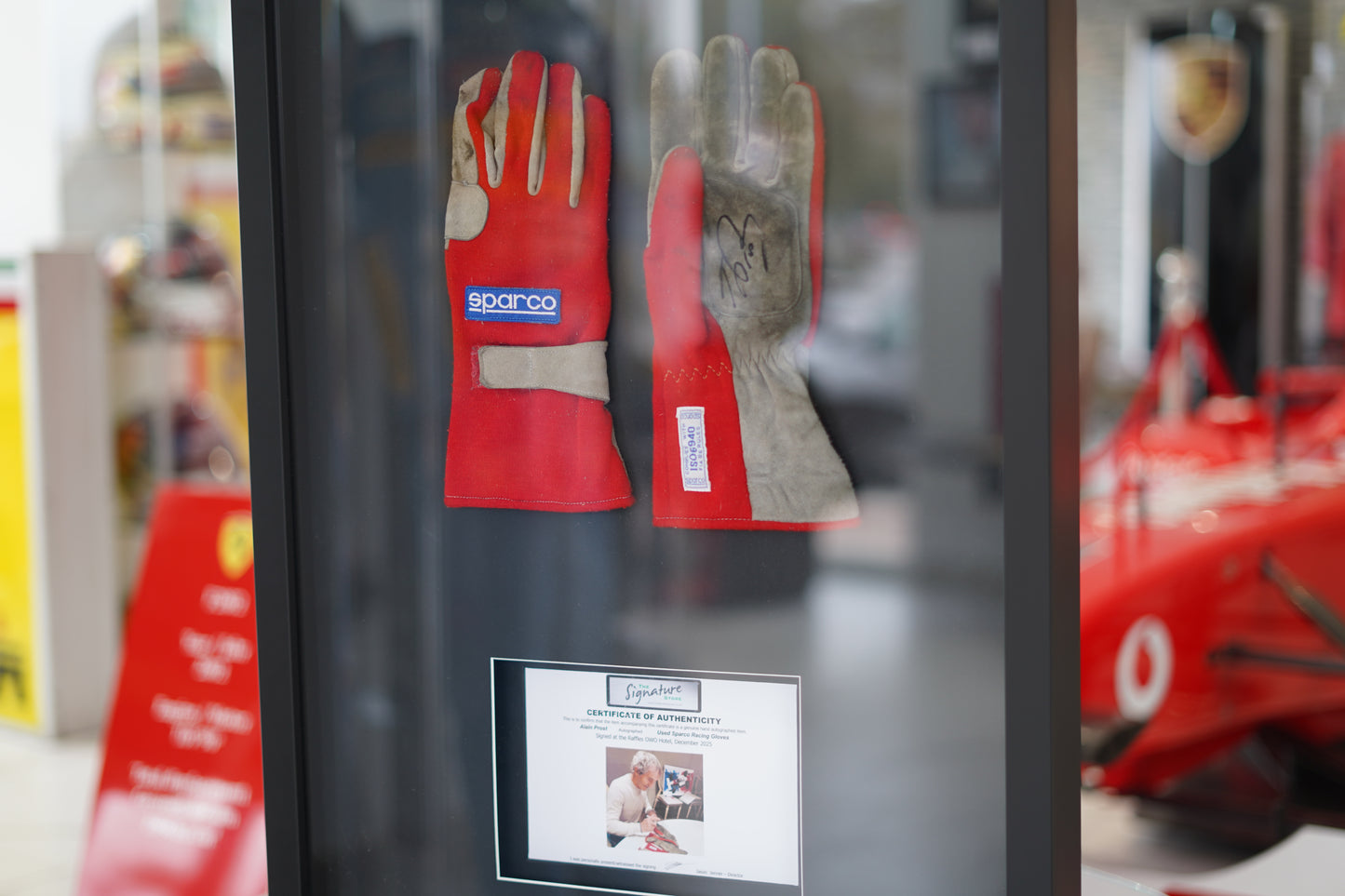 Alain Prost Signed used Sparco race used gloves