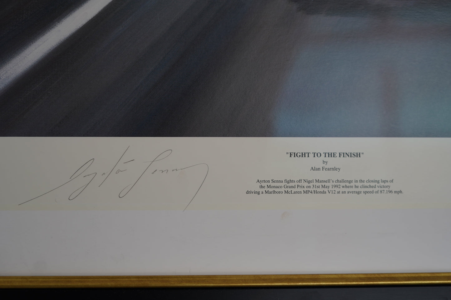 "Fight to the Finish" Ayrton Senna defending against Nigel Mansell