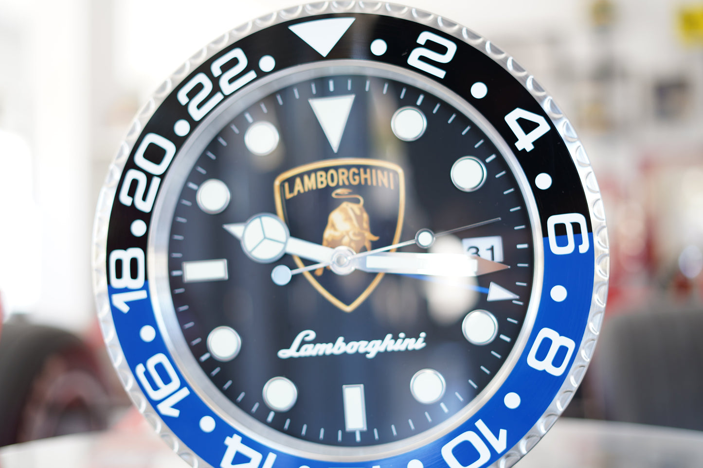 Lamborghini Wall Clock - Blue and Silver