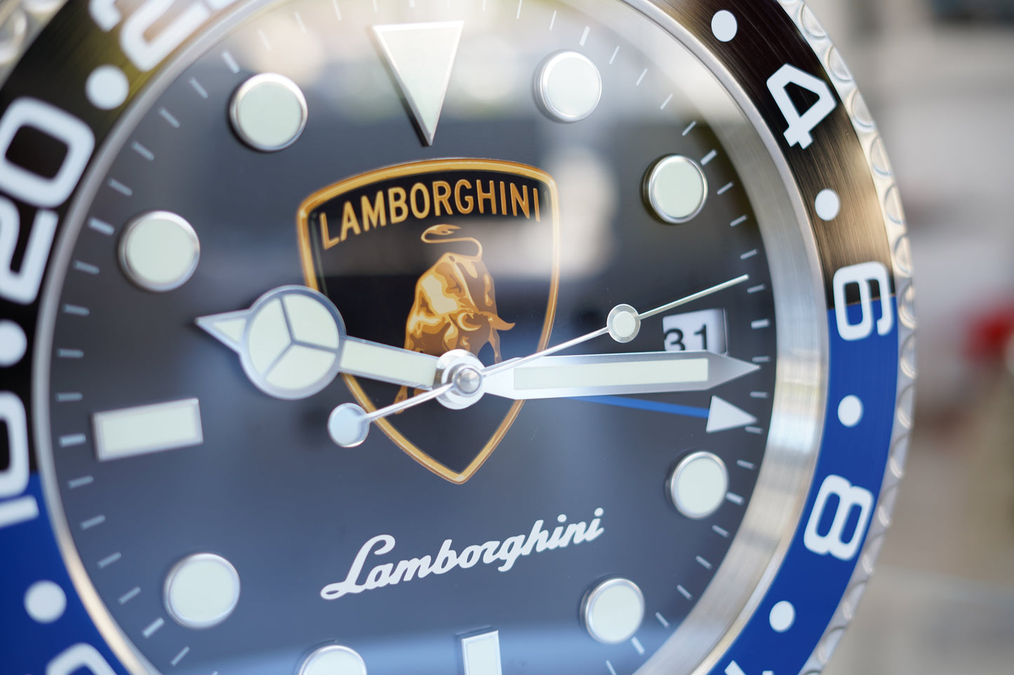 Lamborghini Wall Clock - Blue and Silver