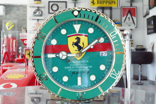 Ferrari Submariner-Style Wall Clock - Green & Gold