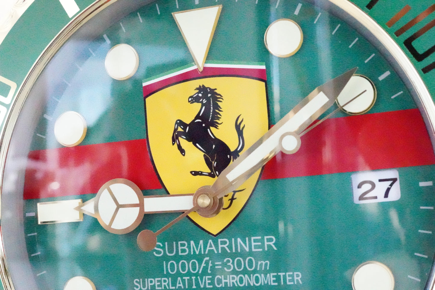 Ferrari Submariner-Style Wall Clock - Green & Gold