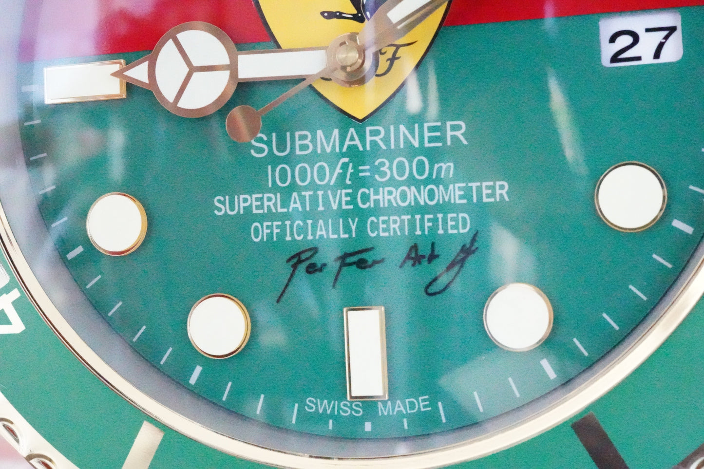 Ferrari Submariner-Style Wall Clock - Green & Gold