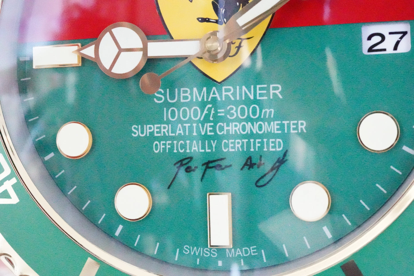 Ferrari Submariner-Style Wall Clock - Green & Gold