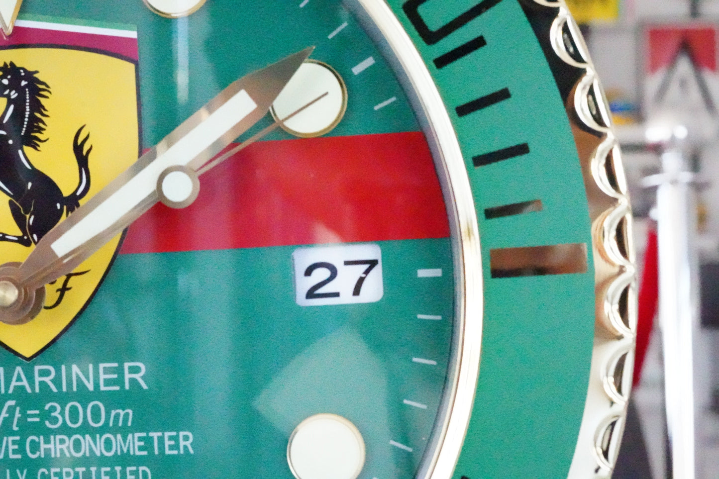 Ferrari Submariner-Style Wall Clock - Green & Gold