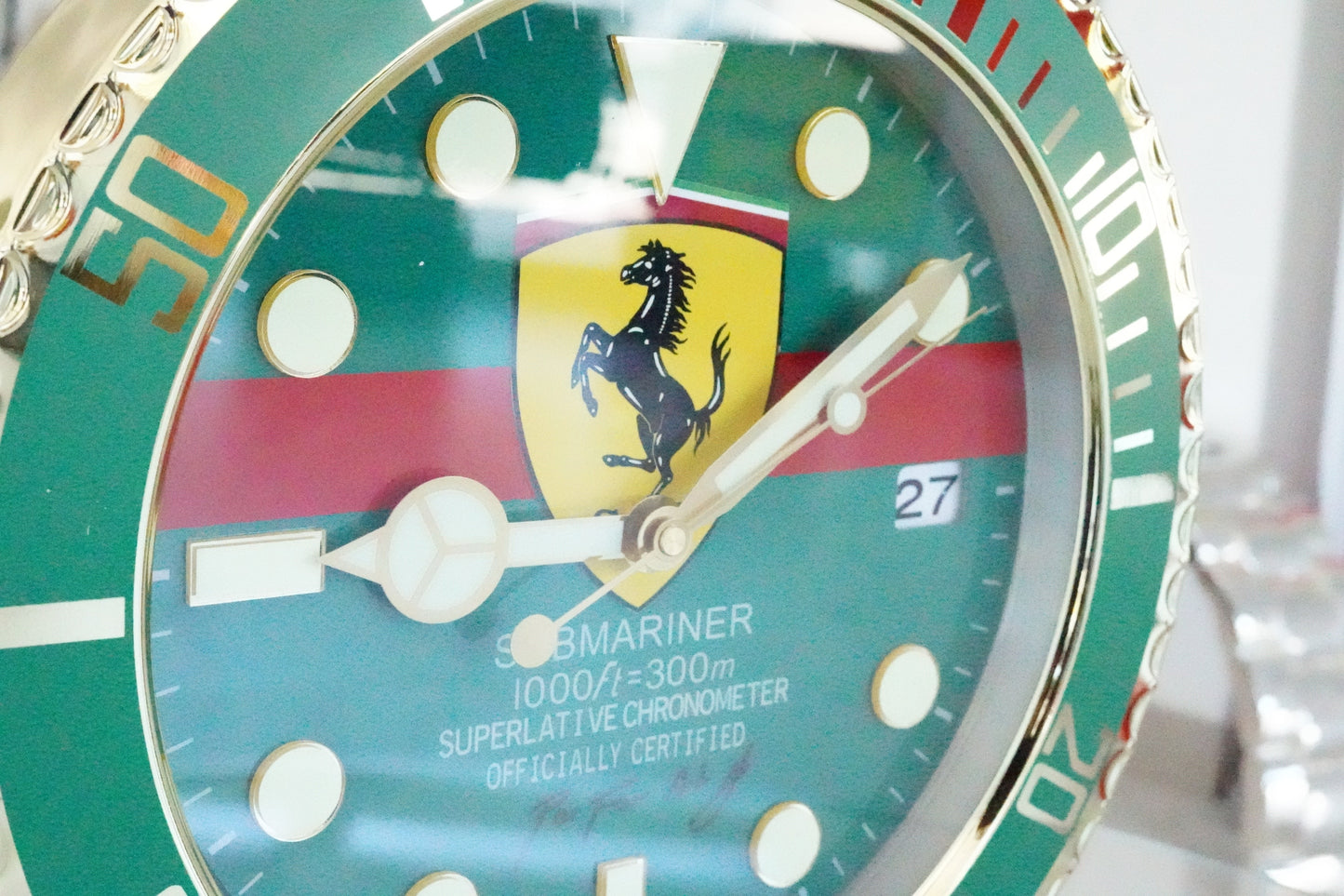 Ferrari Submariner-Style Wall Clock - Green & Gold