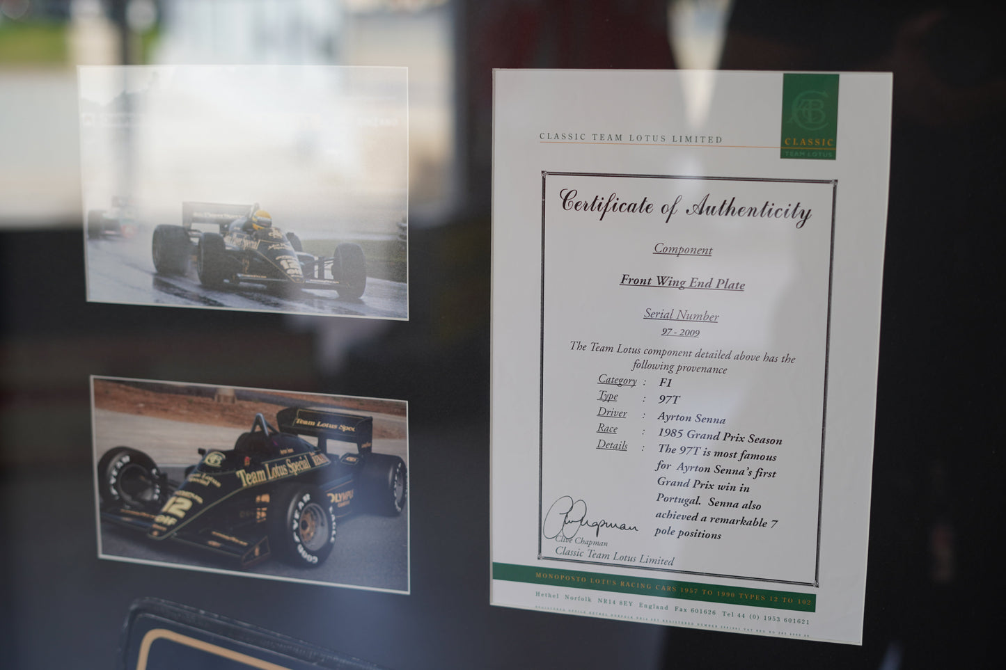 Ayrton Senna 1985 Lotus 97T Front Wing Endplate