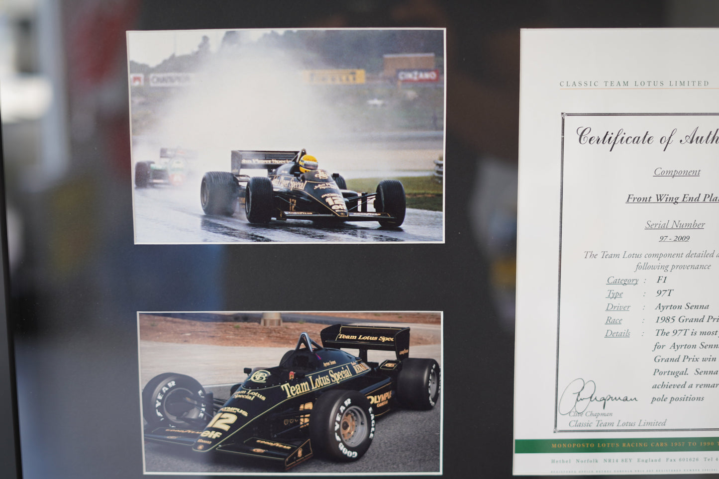 Ayrton Senna 1985 Lotus 97T Front Wing Endplate