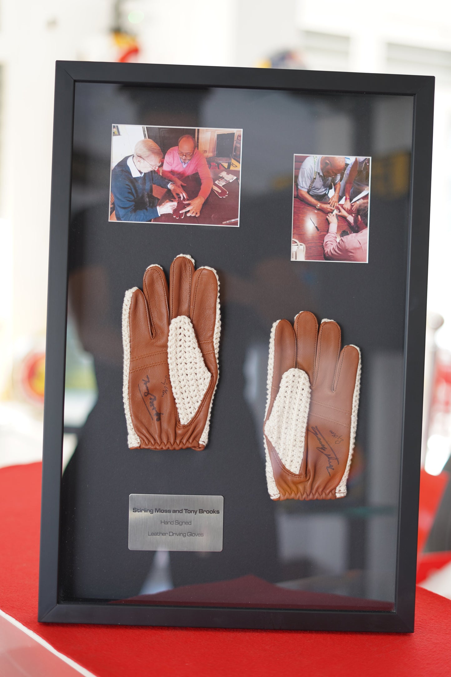 Stirling Moss & Tony Brooks Hand-Signed Leather Driving Gloves