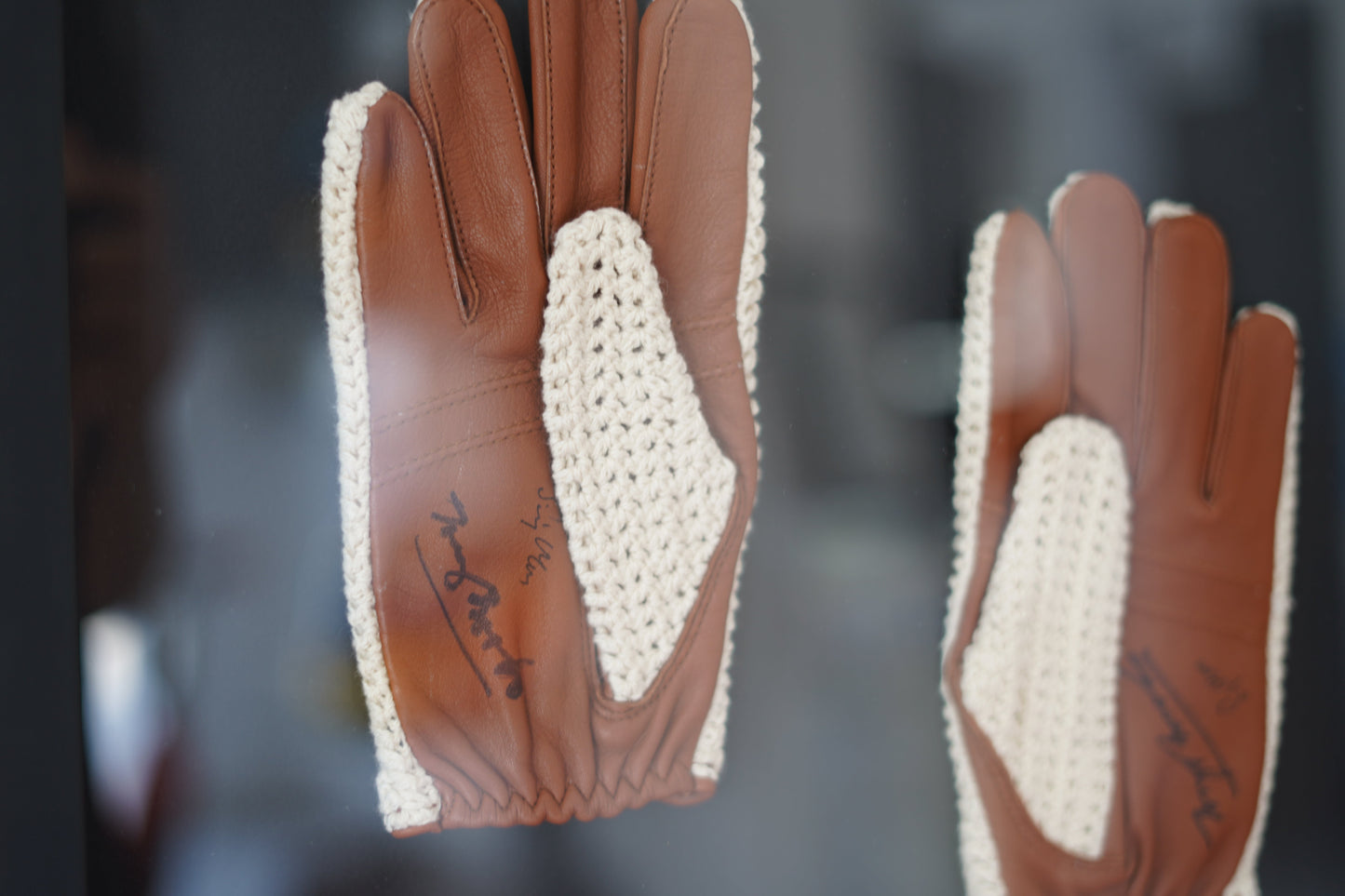 Stirling Moss & Tony Brooks Hand-Signed Leather Driving Gloves