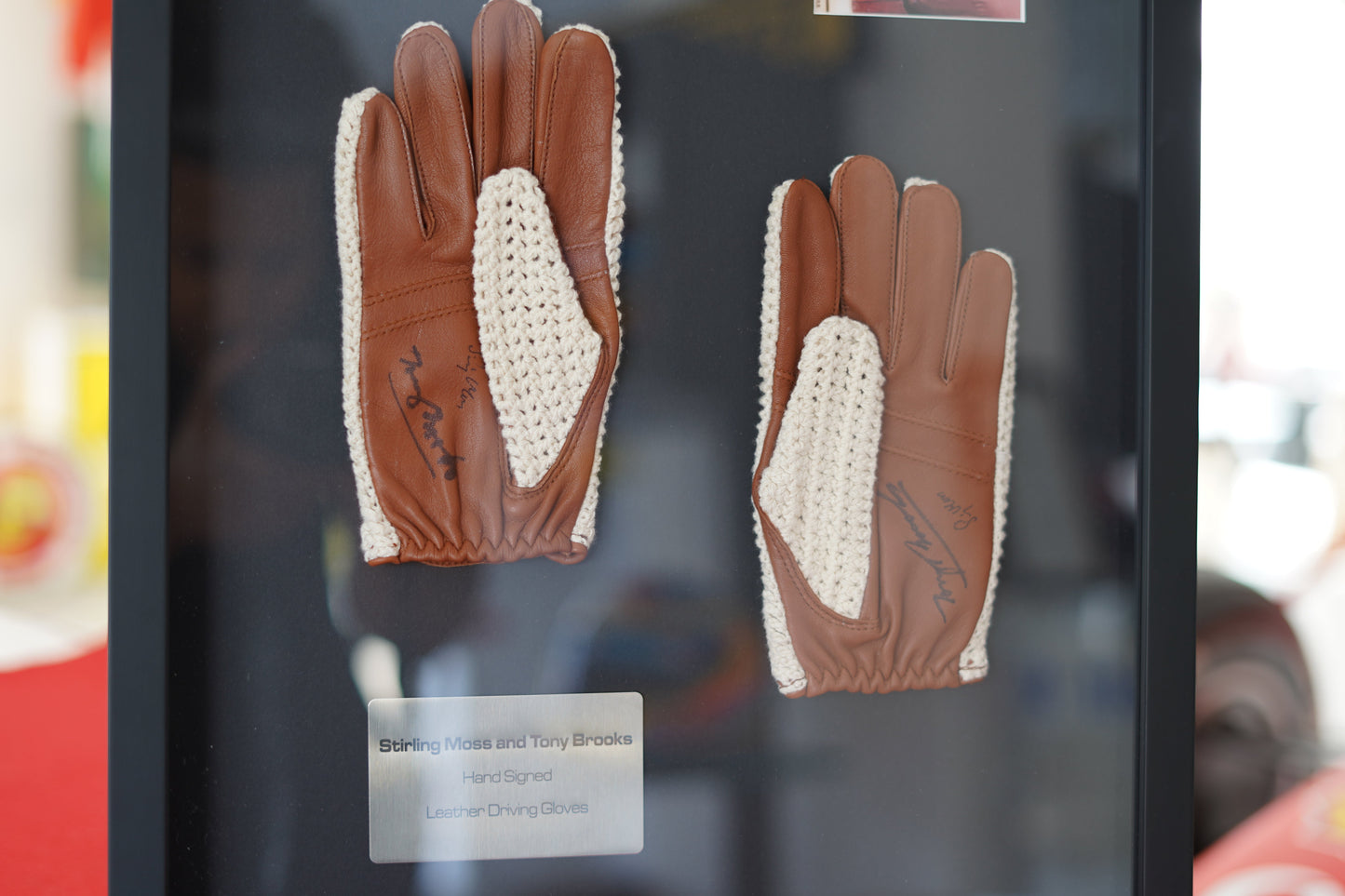 Stirling Moss & Tony Brooks Hand-Signed Leather Driving Gloves