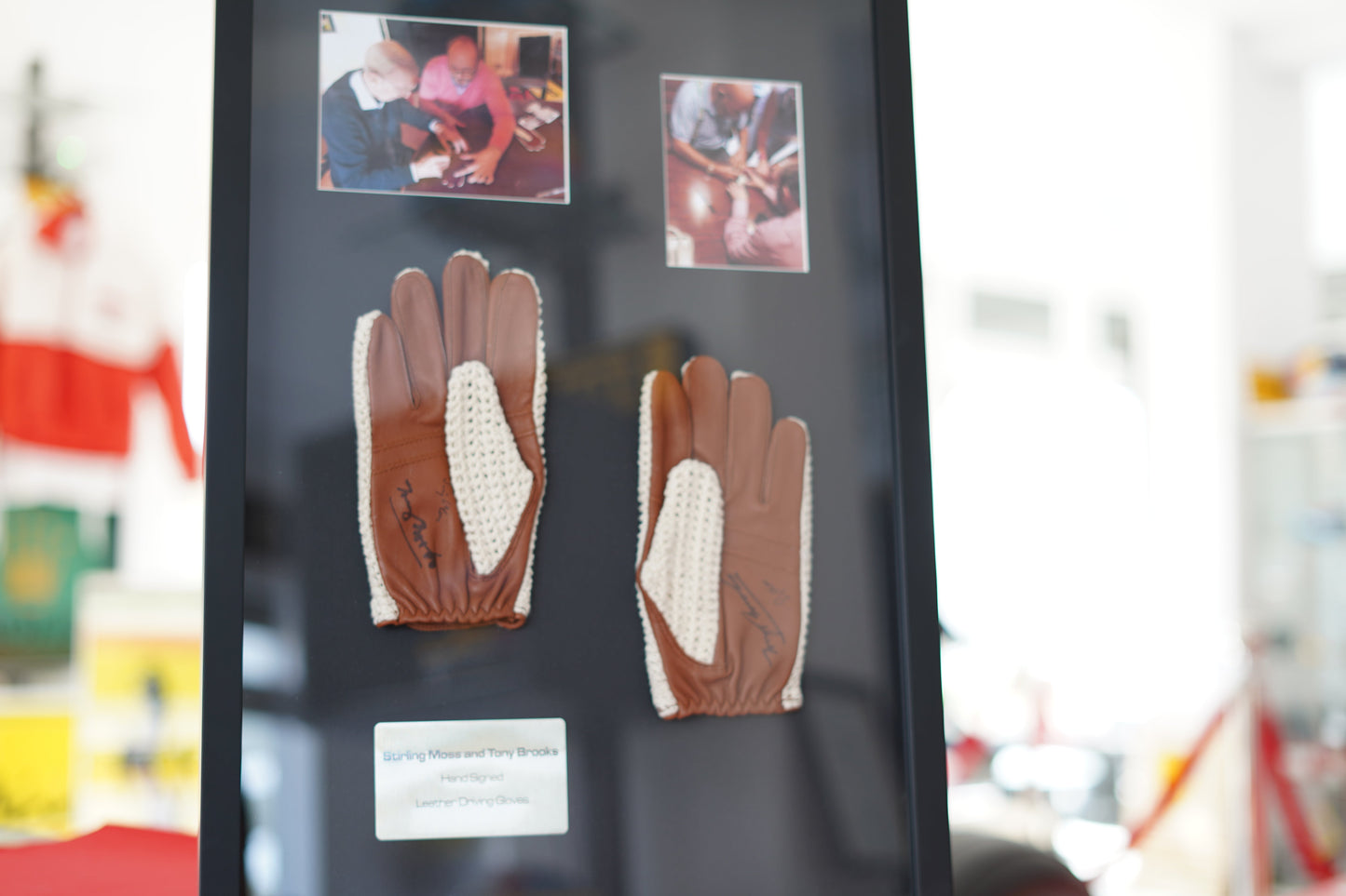 Stirling Moss & Tony Brooks Hand-Signed Leather Driving Gloves
