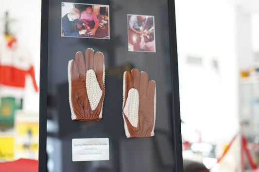 Stirling Moss & Tony Brooks Hand-Signed Leather Driving Gloves