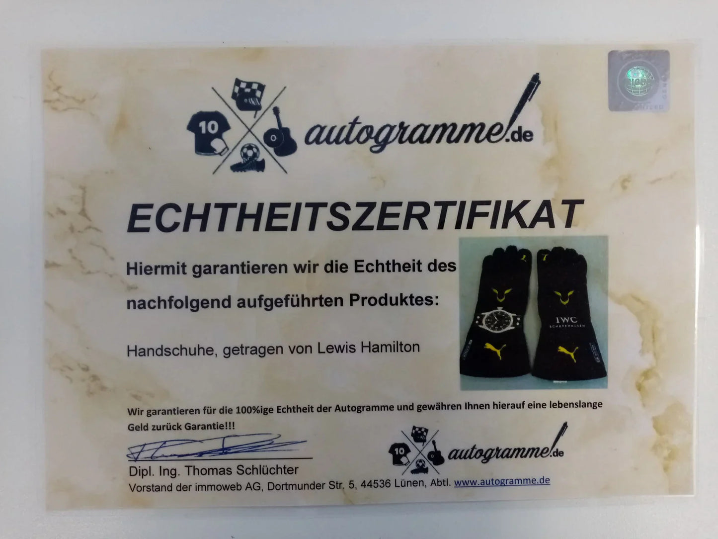 Lewis Hamilton Race-Used Gloves with COA