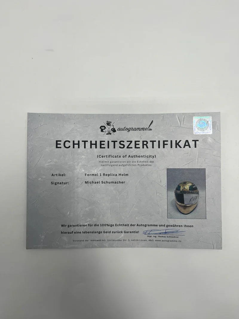 Michael Schumacher Replica 1:1 F1 Helmet Signed with COA