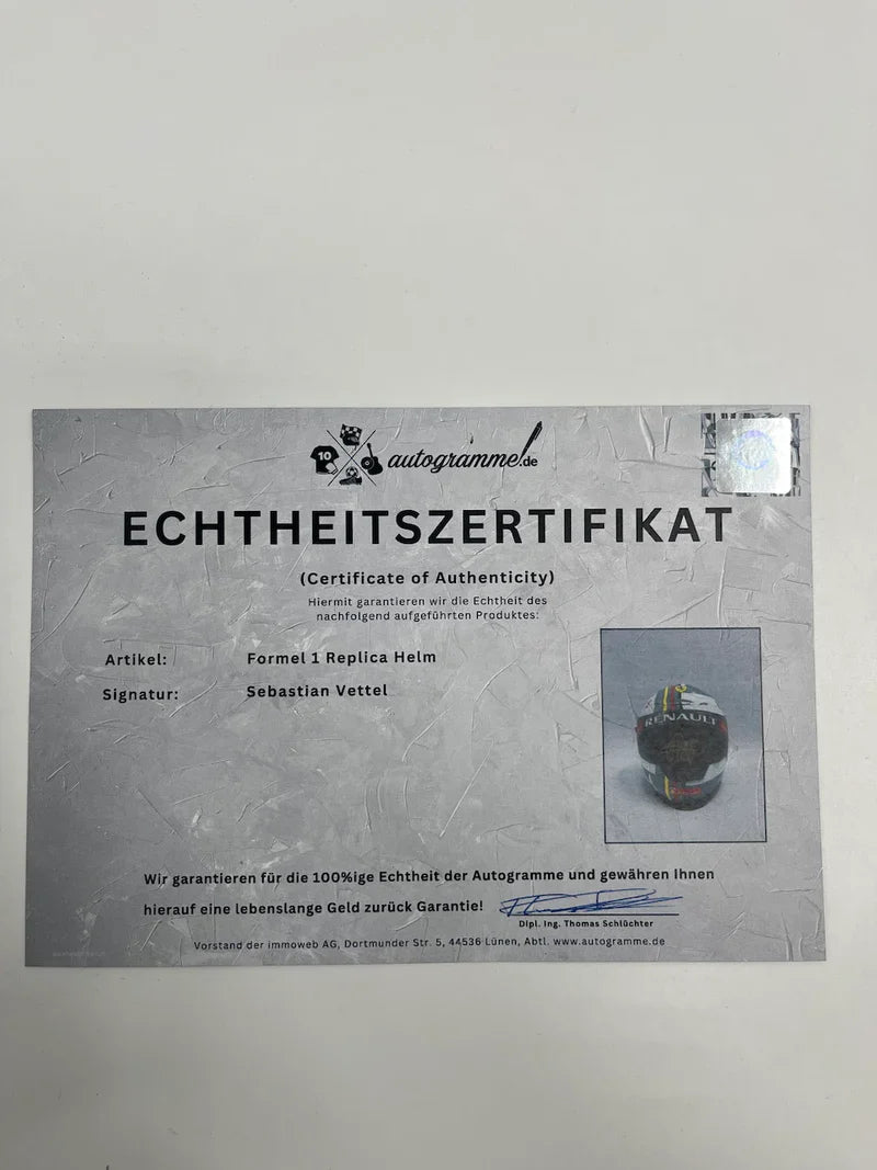 Sebastian Vettel 1:1 Replica F1 Helmet Signed with COA