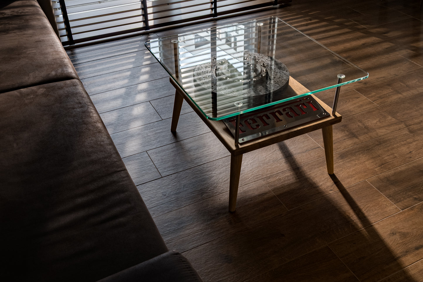 Ferrari Brake Disc Coffee Table with Glass Top