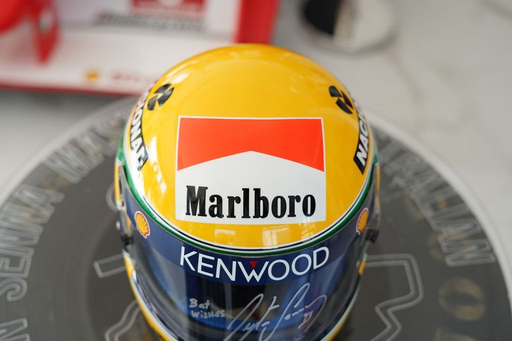AYRTON SENNA — GENUINE 1993 HELMET VISOR, HAND-SIGNED AND DATED