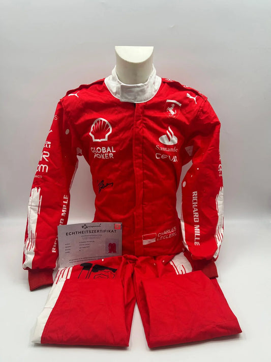 Charles Leclerc F1 Replica Ferrari Racing Suit Signed Las Vegas 2023