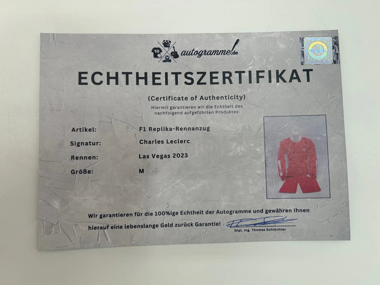 Charles Leclerc F1 Replica Ferrari Racing Suit Signed Las Vegas 2023