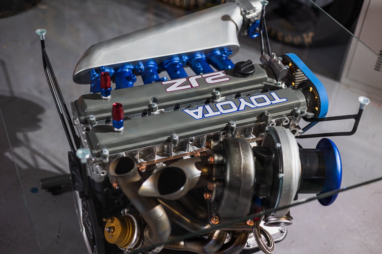 Toyota 2JZ Turbo Engine Coffee Table with Glass Top
