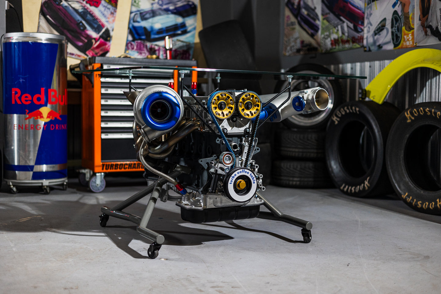 Toyota 2JZ Turbo Engine Coffee Table with Glass Top