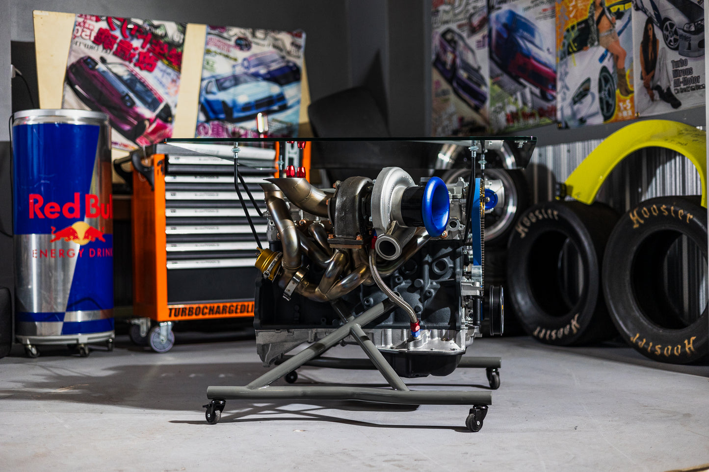 Toyota 2JZ Turbo Engine Coffee Table with Glass Top